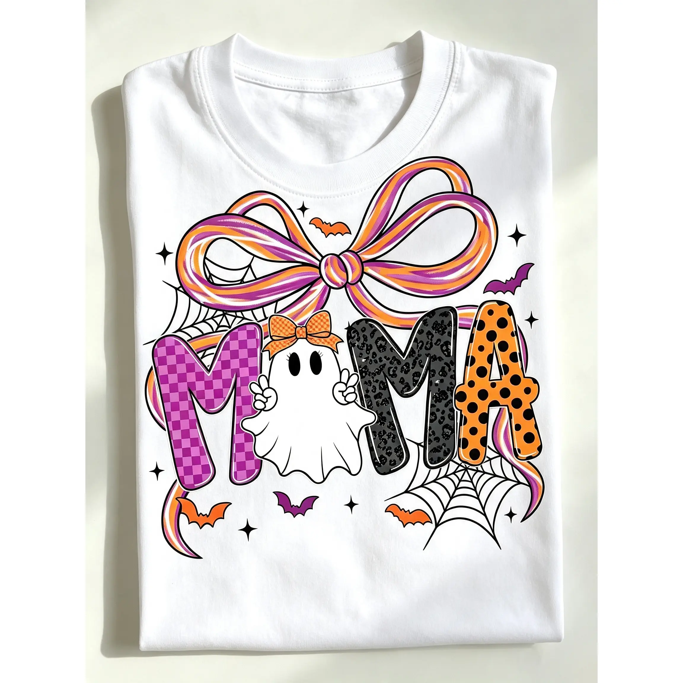 Cotton Mama Halloween Coquette shirt Preppy Halloween Mama Bow Pumpkin Mama Gifts Cozy Fall Gift , Gift for Her