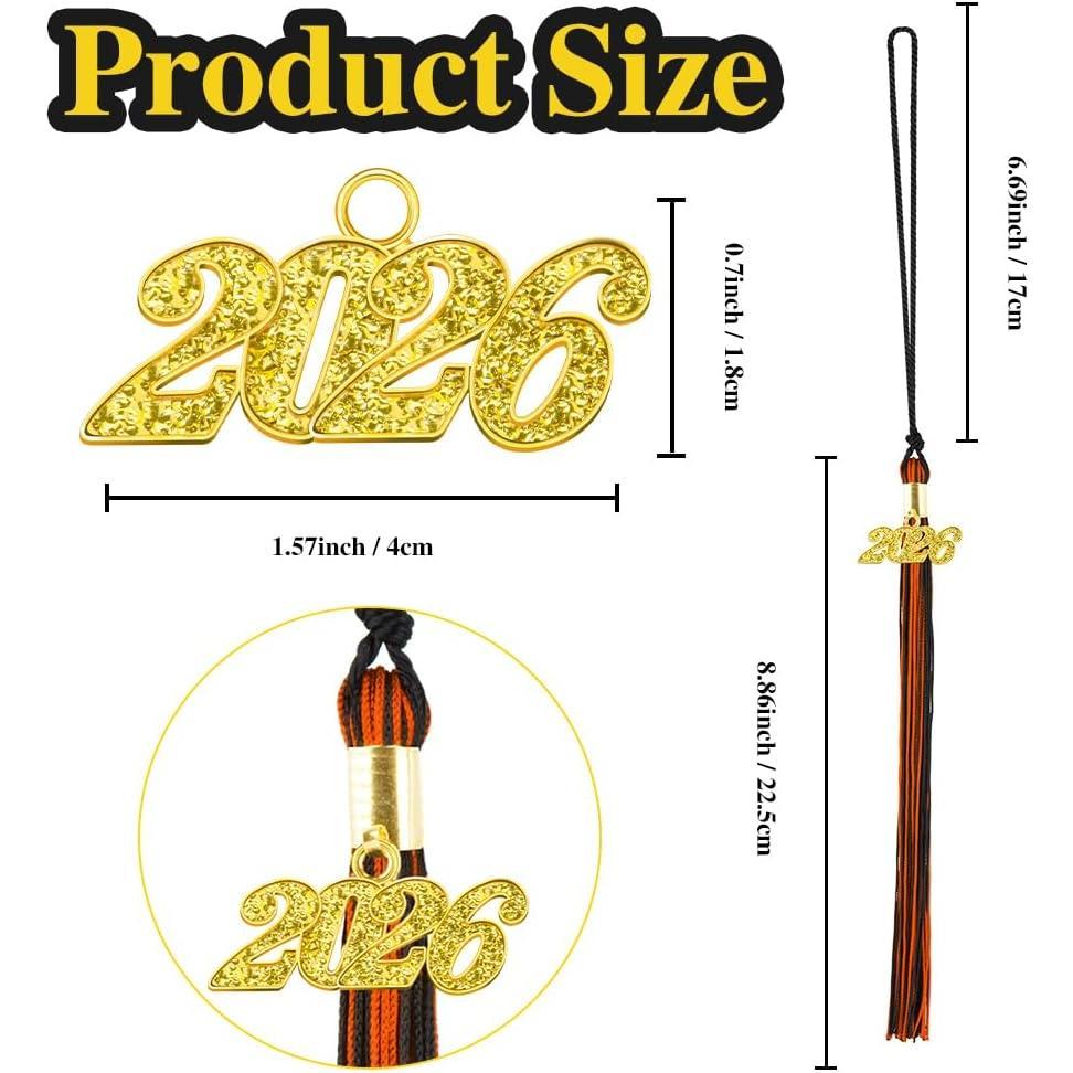 2026 Tassel Graduation, Graduation Tassel 2026, Graduate Cap Tassels with  2026 Charm for Graduations Cap Graduations Party Ceremonies Black and Orange