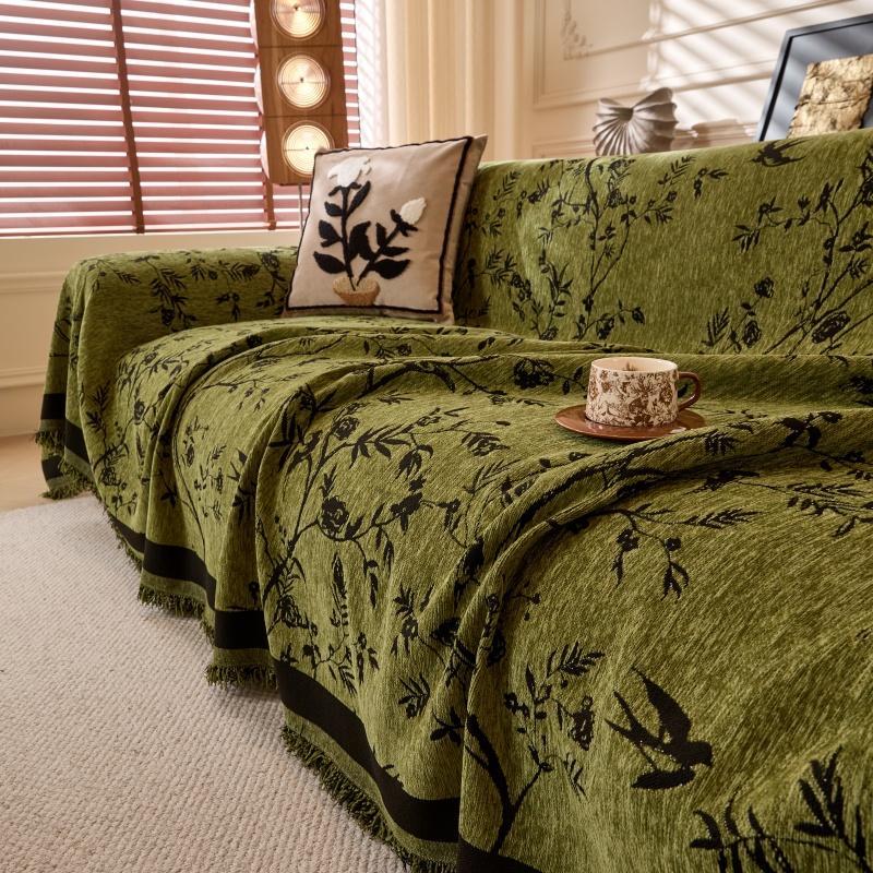 Plant Leaf Pattern Chenille Sofa Cover, 1 Count Soft Slipcover Protector for Living Room Couch, Sofa Decoration Supplies#TOP PICKS