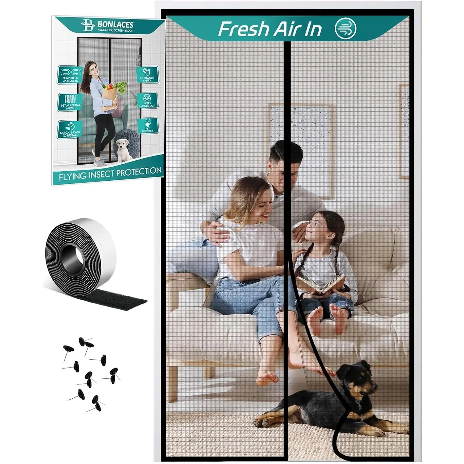 Screen Door with PET Mesh- Easy Installation, Tear-Resistant, Pet and Kid Friendly Screen 38"X84" Fit Door Size 36"X82"