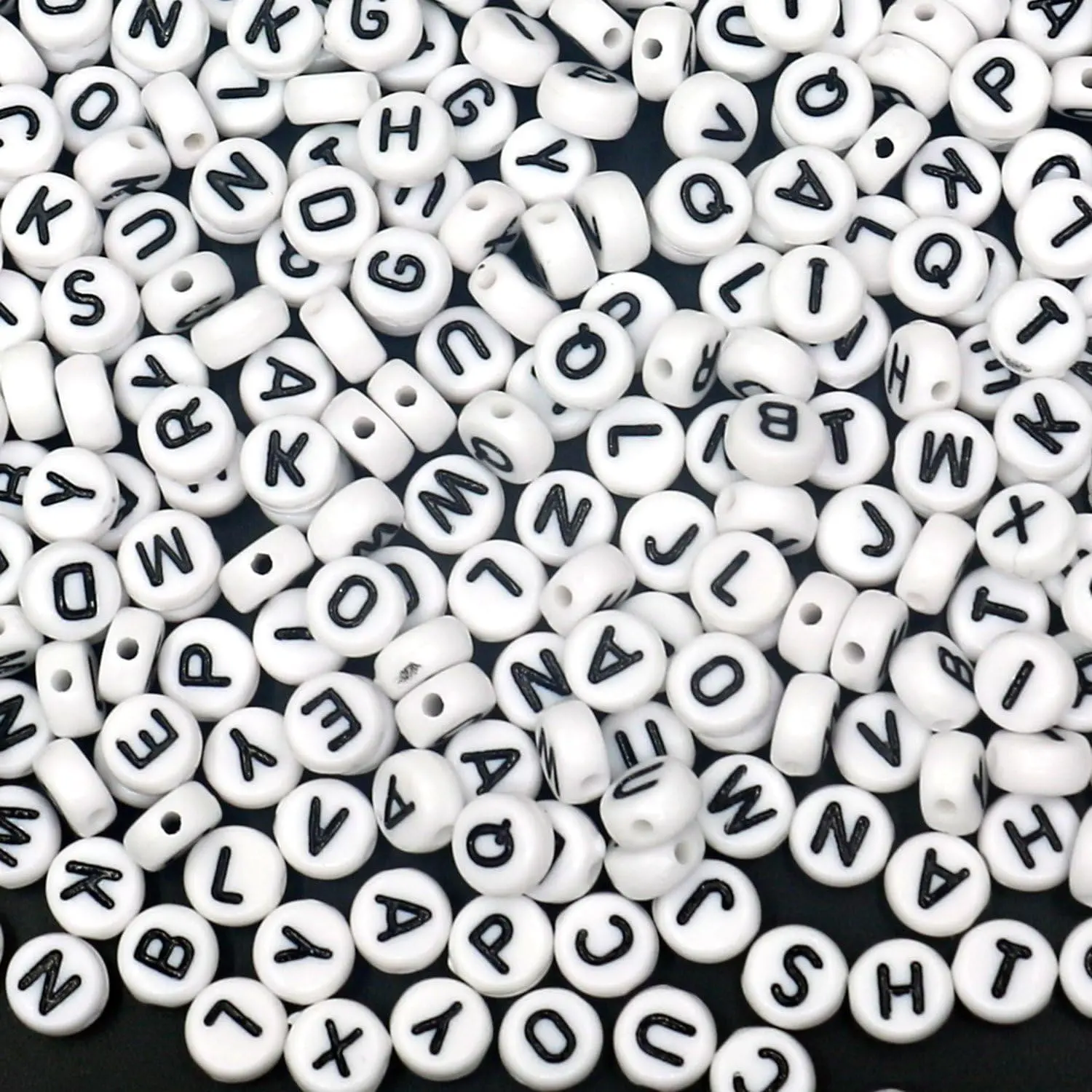900-Count White Round Alphabet Letter Beads (A-Z, 4x7mm) for Jewelry DIY, Bracelet, Necklace & Key Chain Making