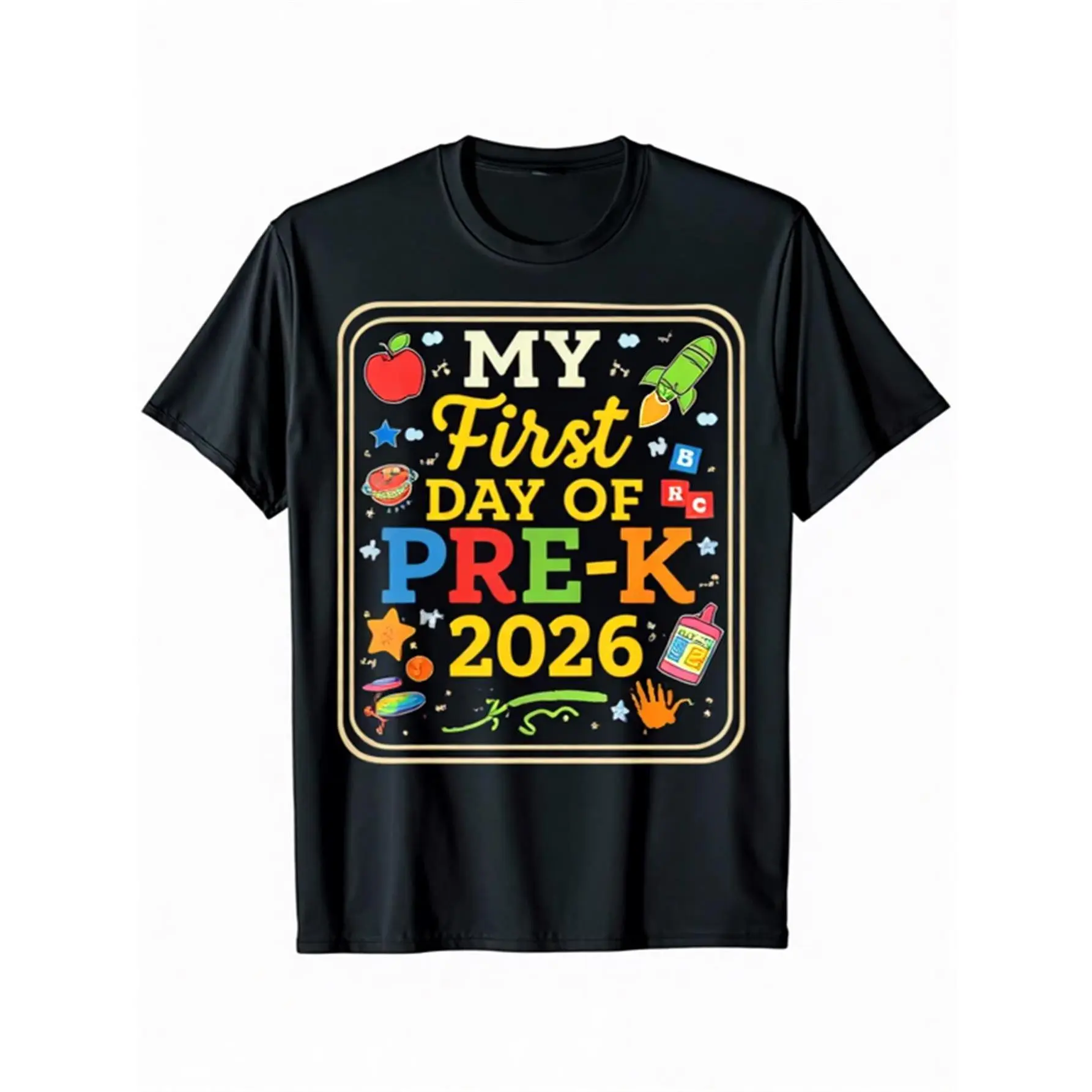 [Pre-K 2026 T-Shirt] My First Day of Pre-K 2026 Back to School Boys Girls Funny T-Shirt - Playful Casual Wear, Retro Graphic Tee, Streetwear Style, Soft Fabric, Durable Shirt, Tops, Boy Girl T Shirts(3Y-13Y)