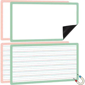 4pcs 21.5" x 18" Jumbo Magnetic Dry Erase Draw & Write Lined Paper, Magnetic Lined Sheet for School, Office, Kitchen Fridge Kids Drawing (Pink+Green)