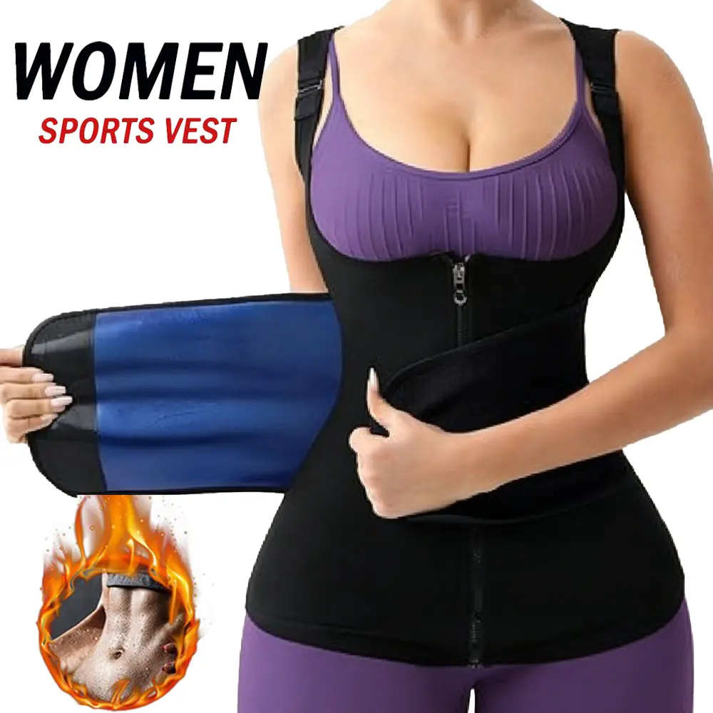 Sauna Vest for Women Sauna Waist Trainer Vest Workout Sweat Vest with Zipper Heat Trapping Sauna Suits