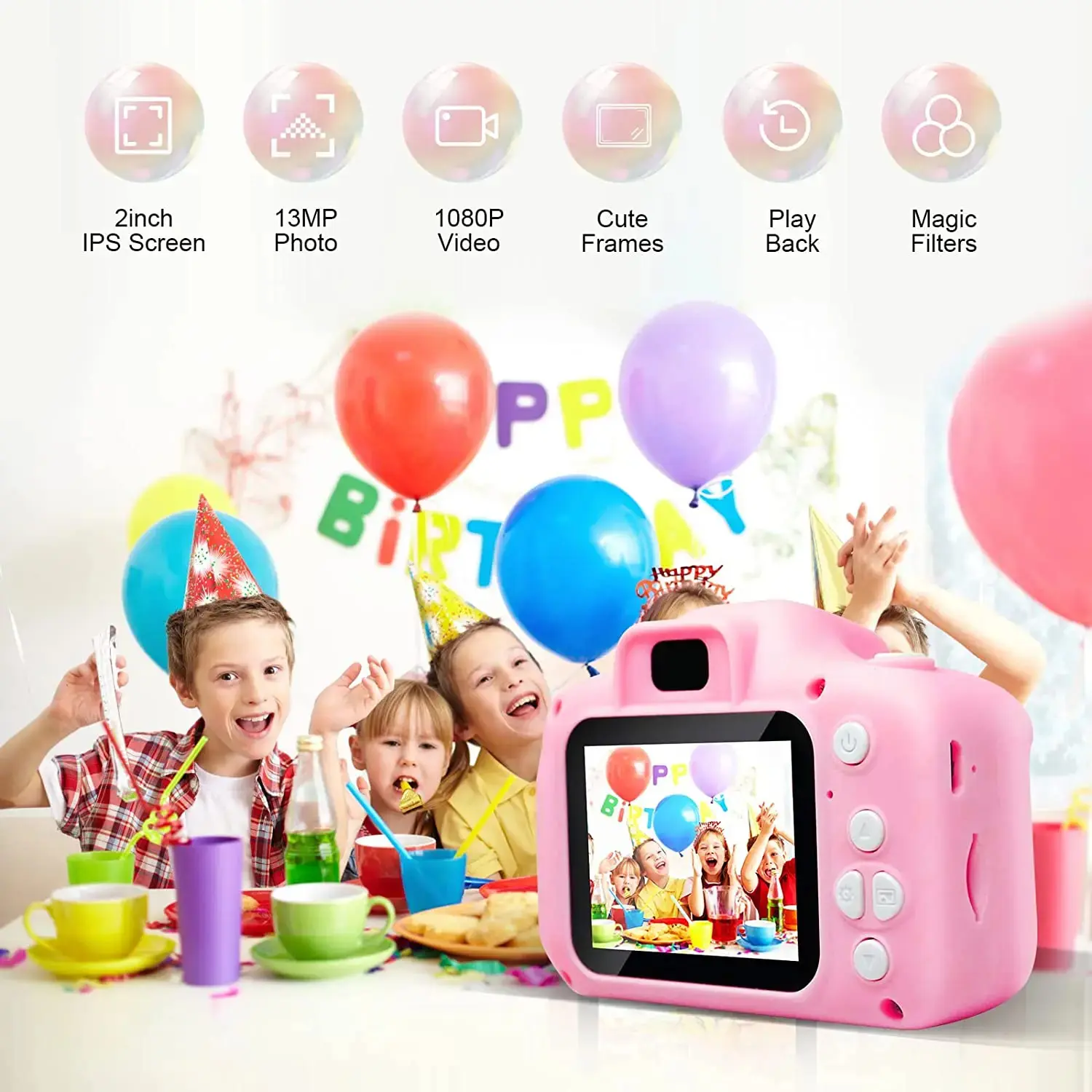 Kids Digital Compact Point & Shoot Camera - Waterproof, 32G TF Card with TF Slot, 1080P Video Recording, CMOS Imaging Sensor, Fixed Lens, Electronic Toy Gift for Young Explorers, Ideal for Birthdays, Compact Point & Shoot Cameras