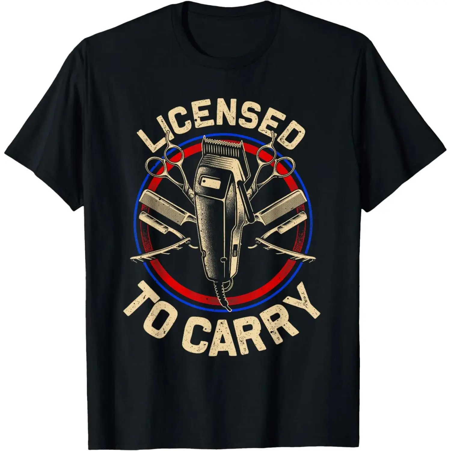 Men's Comfy Short-Sleeve Round Neck Casual Relaxed Fit T-Shirt, Unisex Funny Barber Designs for Stylists, Shortsleeve, Breathable, Cotton, Menswear