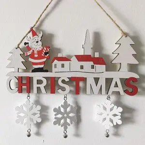 1PC Wooden Christmas Door Hanging Oranments Wall  Merry Christmas Decor for Home Happy New Year Naviidad Door Pendants Gifts