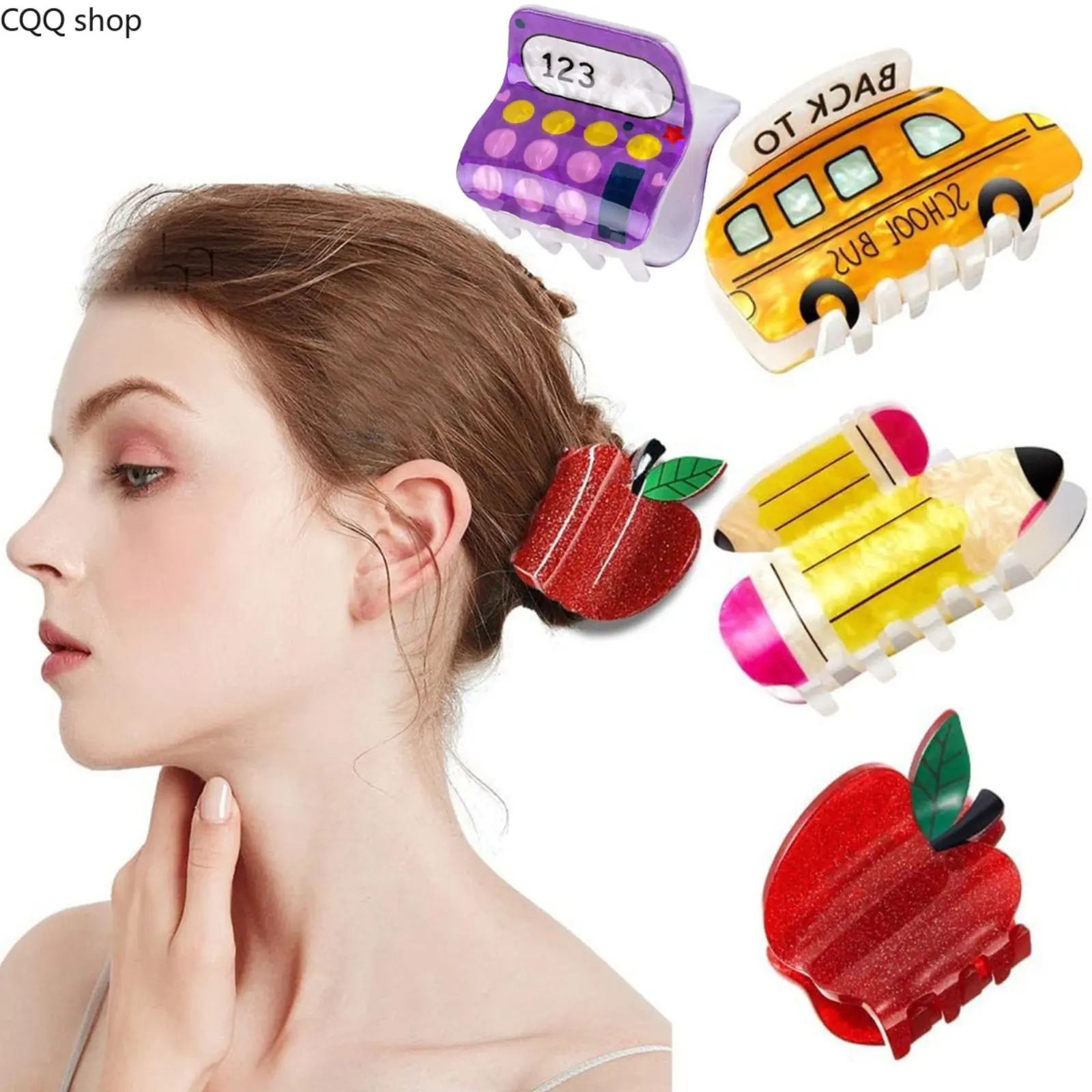 Bestseller Acrylic Hair Claw Clips for Adults & Students, Anti-Flatten Secure High Ponytail & Bun Holder, Creative Back-to-School Daily Hair Accessories