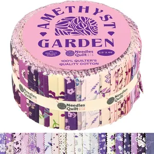 40 Pcs 2.5" x 44" Cotton Jelly Roll Fabric Bundles for Quilting Clearance, Precut Fabric Perfect for Sewing Quilt Projects, Amethyst Garden