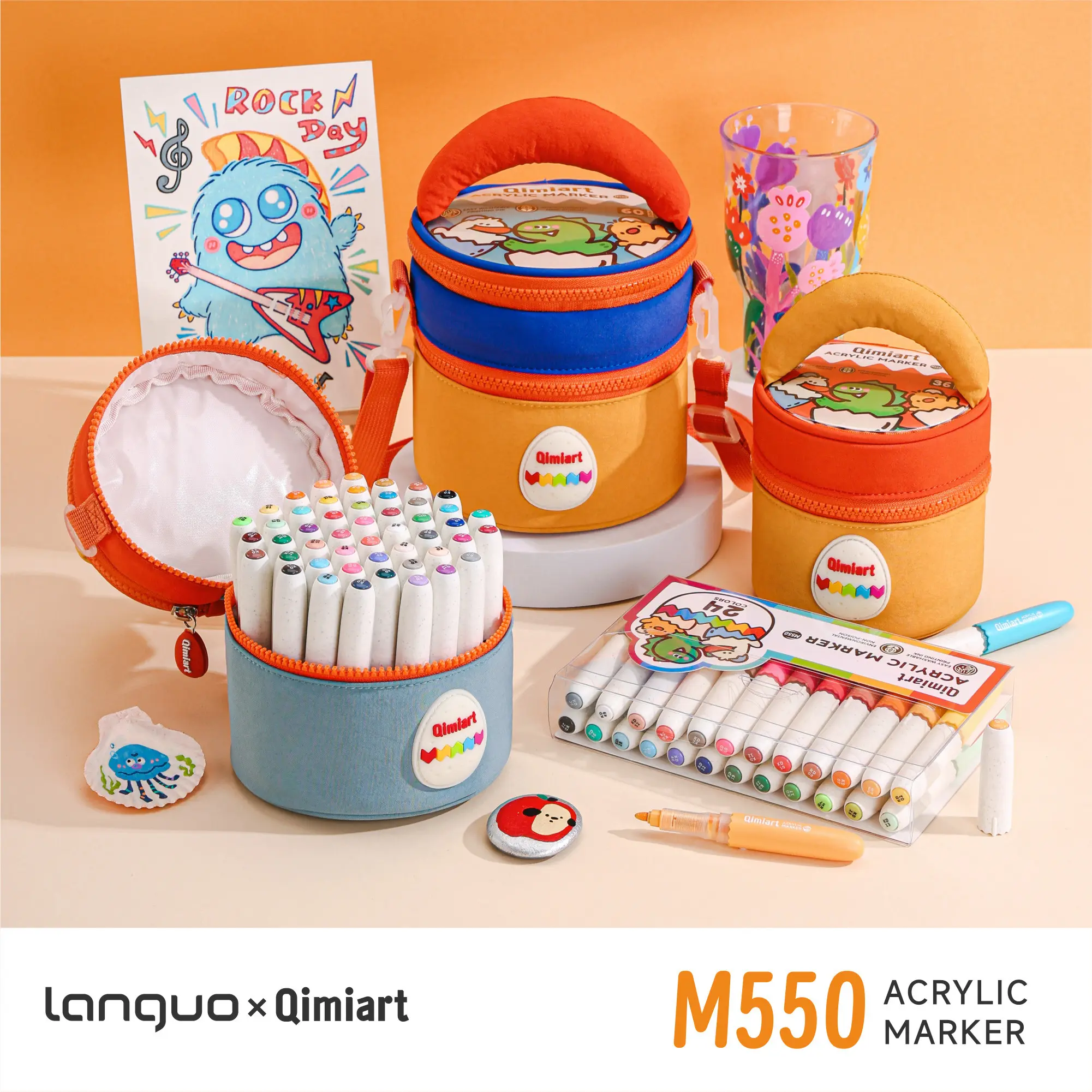 24/36/48/60 Color Acrylic Marker Set, Egg Shape Design, Soft Round Tip, Easy Washable Ink, Perfect for Drawing and Coloring
