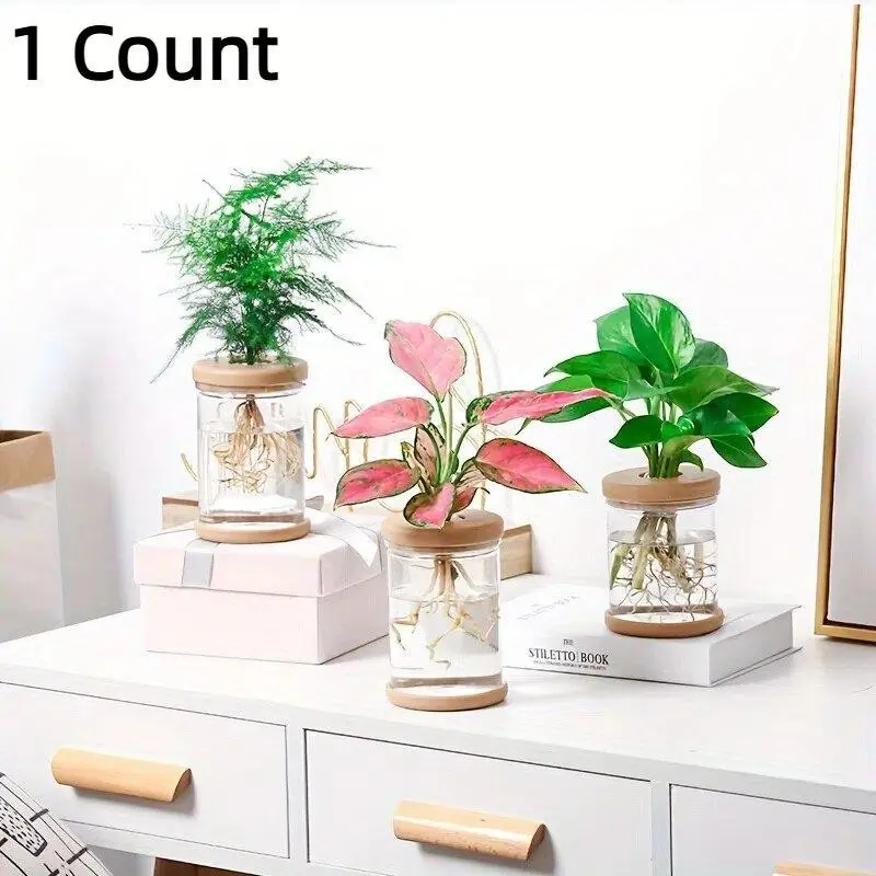Transparent Hydroponic Flower Pots, Modern Plastic Design, Lightweight Multi-Component, Ideal for Indoor Outdoor Use, 1pc, Plastic Pots for Plants, Plastic Planters