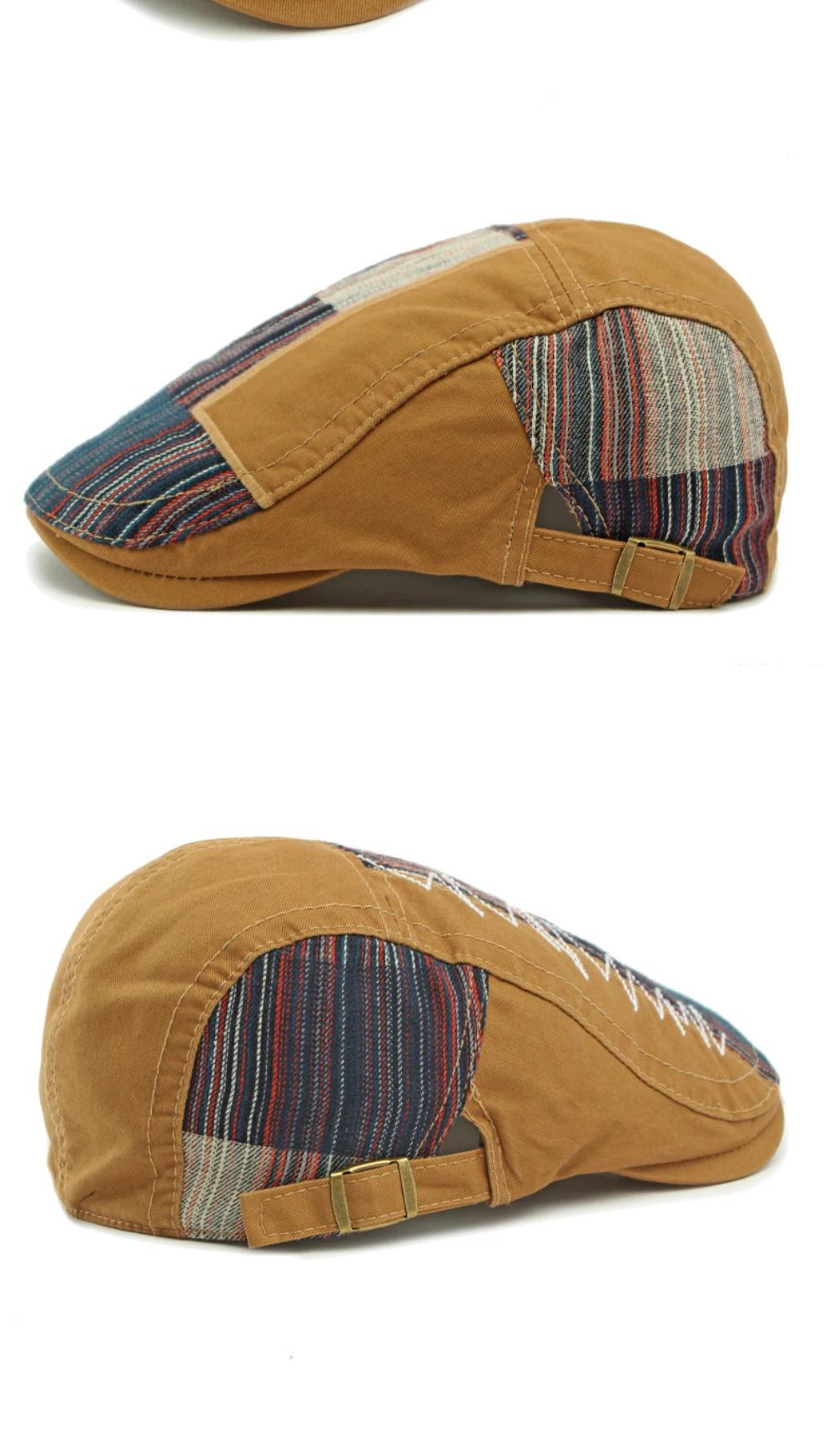 HT4806 Beret Cap Spring Summer Autumn Hats for Men Women Vintage Patchwork Beret Hat Male Female Ivy Flat Cap Adjustable Berets