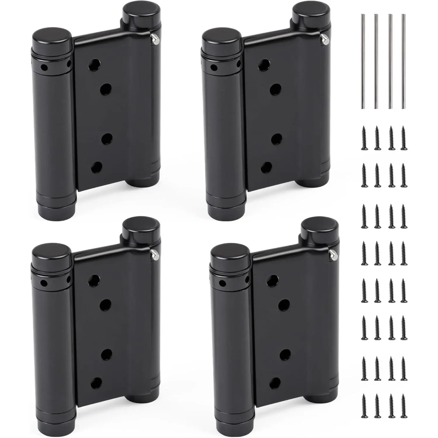 3" Double Action Spring Hinges, Self Closing Door Hinges for Saloon Cafe Pub Swinging Doors, 201 Stainless Steel, Including Pins and Screws, 4-Pack