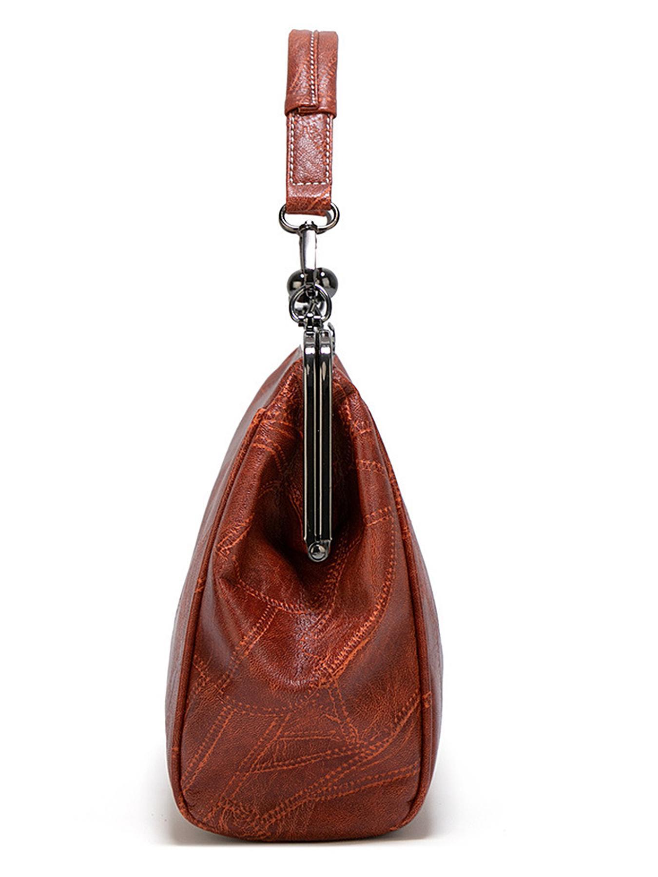 Women's Elegant PU Leather Handbag, Trendy Gorgeous Large Capacity, Chic Vintage Bag for Work & Daily Use, Crossbody Purses