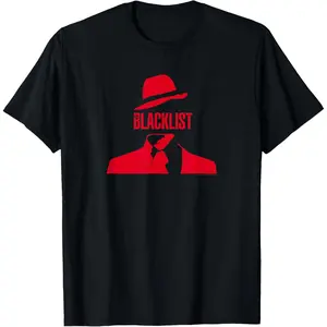 The Blacklist Raymond Reddington Red Silhouette Graphic T-Shirt Men Crew Neck Short Sleeve Black Tee Vintage Crime TV Show Casual Street Tops For Adult Men Teen Boys funny meme good