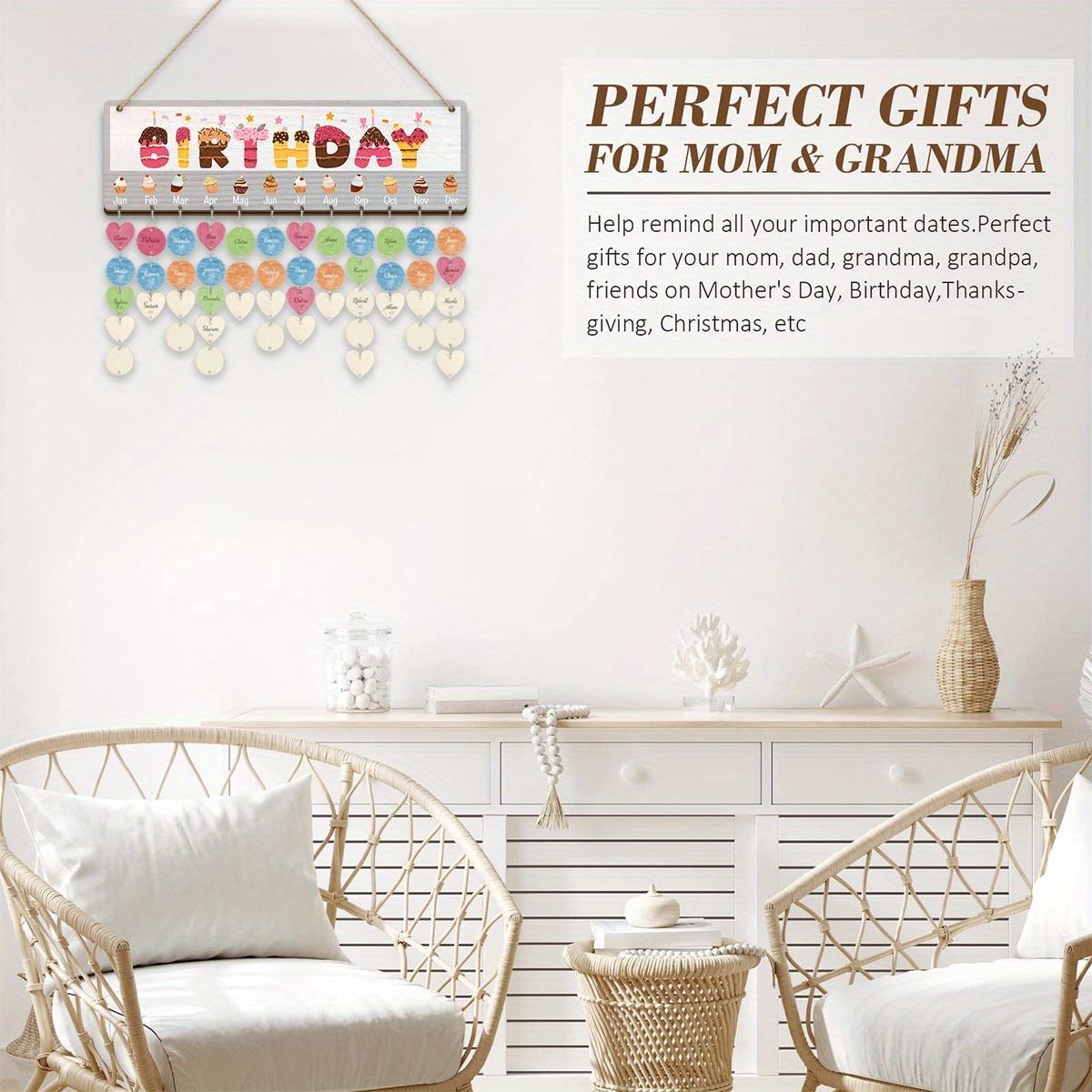 Wooden DIY Hanging Birthday Board, 1 Count Wall Mounted Birthday Anniversary Reminder Sign with 100pcs Wooden Labels, Suitable for Home Living Room, Bedroom Decoration, Ornaments, Modern Wall Decor