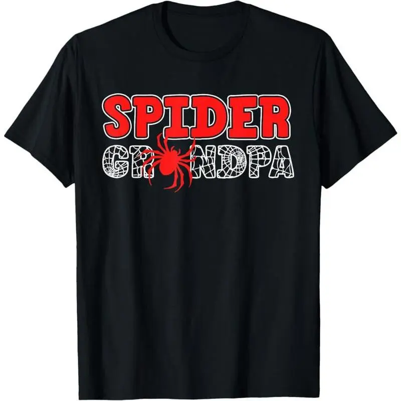 Men's Spider Grandpa Graphic Menswear T-Shirt - Short Sleeve, Round Neck, Plain CVC Cotton Sports Top for Family Matching, Birthday, Christmas, Fitted