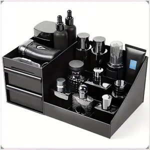 Men's Perfume Drawer Organizer, Women's Cosmetics Storage Box, Multi-Layer Dustproof Vanity Tray, Durable Plastic Cabinet, Modern Bathroom Shelf