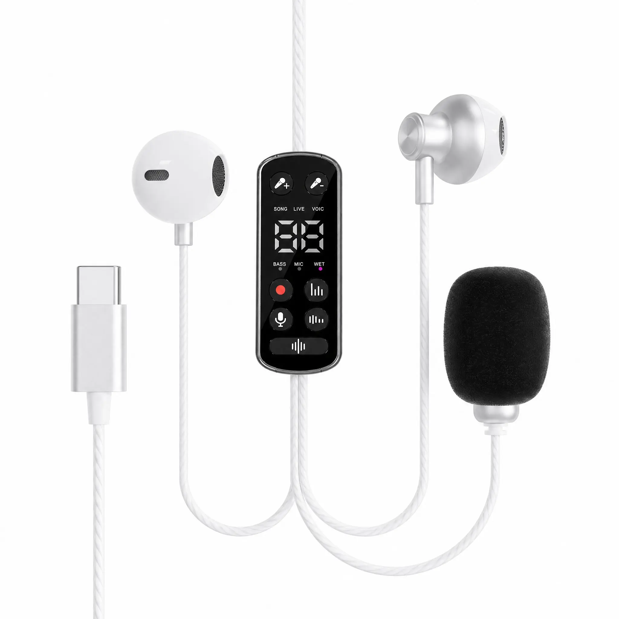 Professional Wired K-Sing Headphones, Advanced Digital Display, Three Modes, Independent Bass/mic/wet Adjustment, Compatible with iPhone, Samsung, iPad, PC, Ps5, Over Ear Headphones