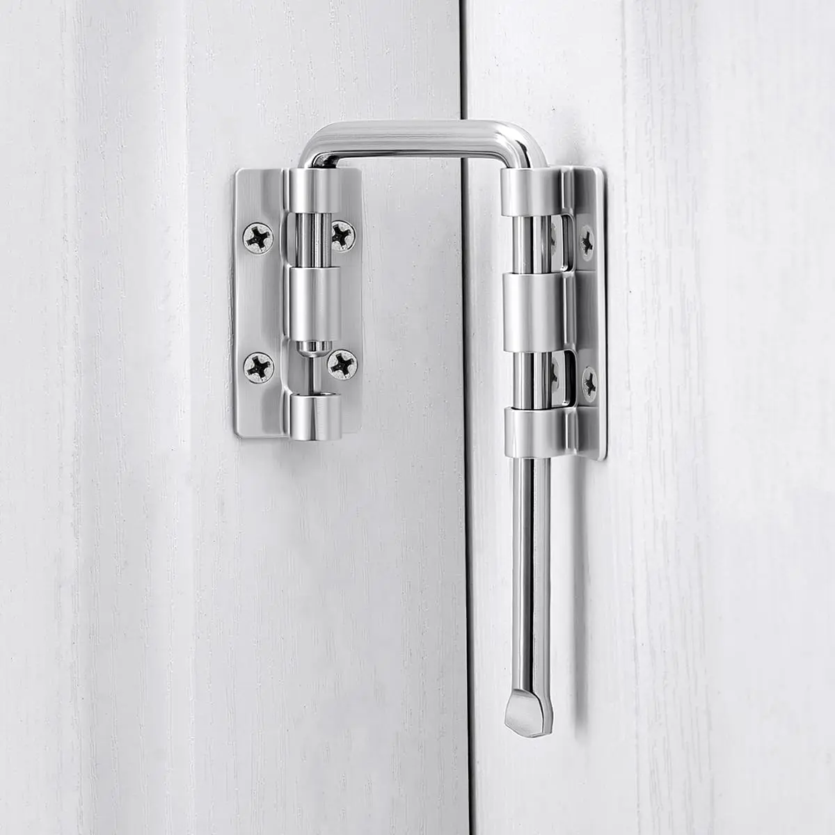 Silvery Multi-Angle Sliding Door Loop Lock,90/180  Gate Latch | Patio Door Latch,U-Shaped Latch Hook Lock,for Window, Fence Gate, Shed, Closet, Screen, Sliding Door, Barn Door, Garden