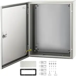 VEVOR NEMA Steel Enclosure, 20x 16x 8'' NEMA 4X Steel Electrical Box, IP66 Waterproof Dustproof, Outdoor/Indoor Electrical Junction Box, with Mounting Plate