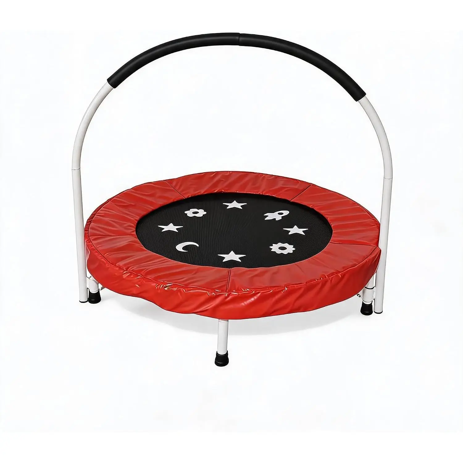 90cm Toddler Trampoline, Foldable Mini Indoor Trampoline | Rebounder Band Big Handle Trampoline with Handle for Children Bedroom Living Room Use