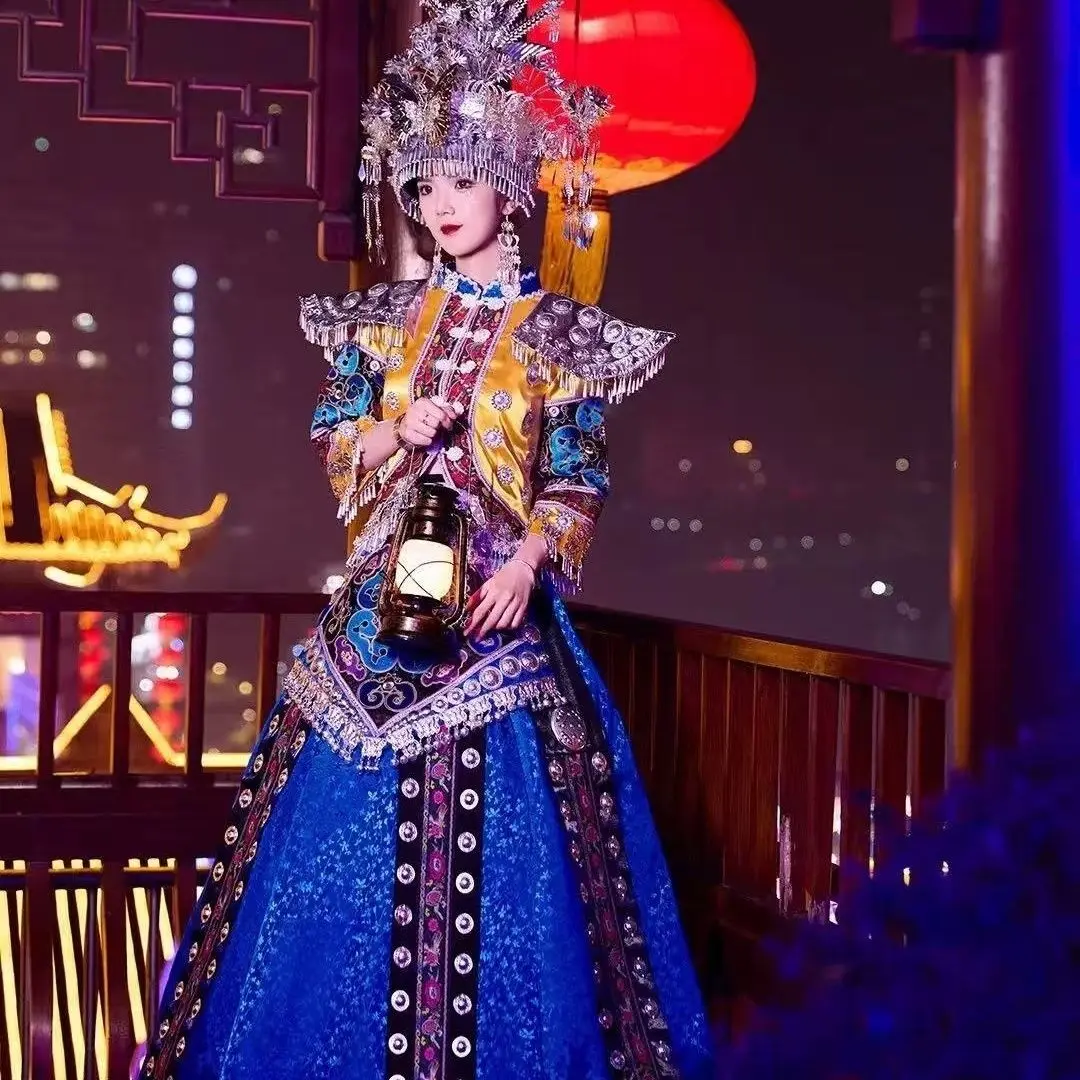 Hmong Miao / Dong Women's Round-Neck Dress Styling Set for Photo Shoots