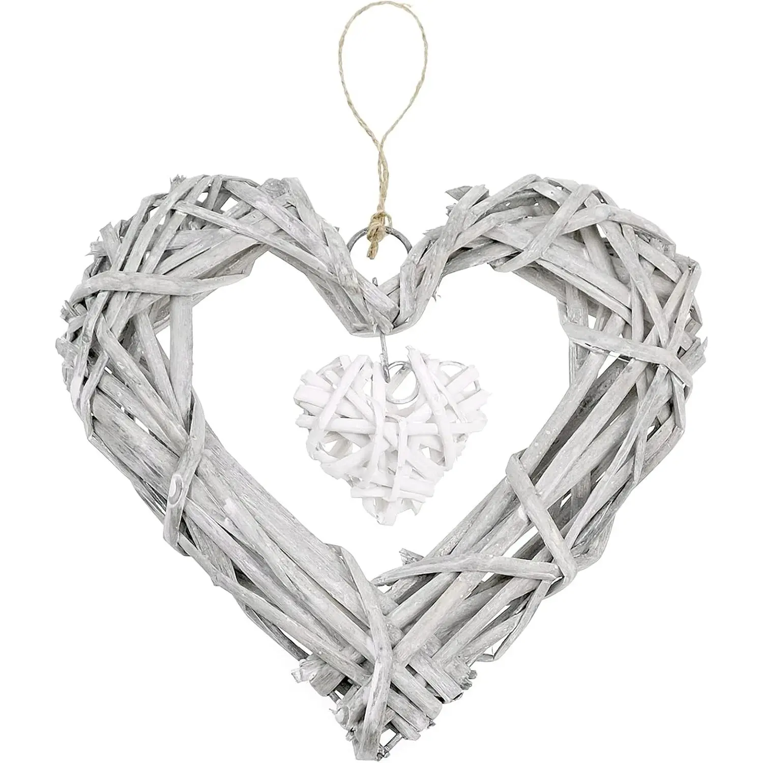 Rattan Hearts Wall  Decoration, Heart Shape Wicker Wreath Ornament for Wedding Party,  Bedroom Decor