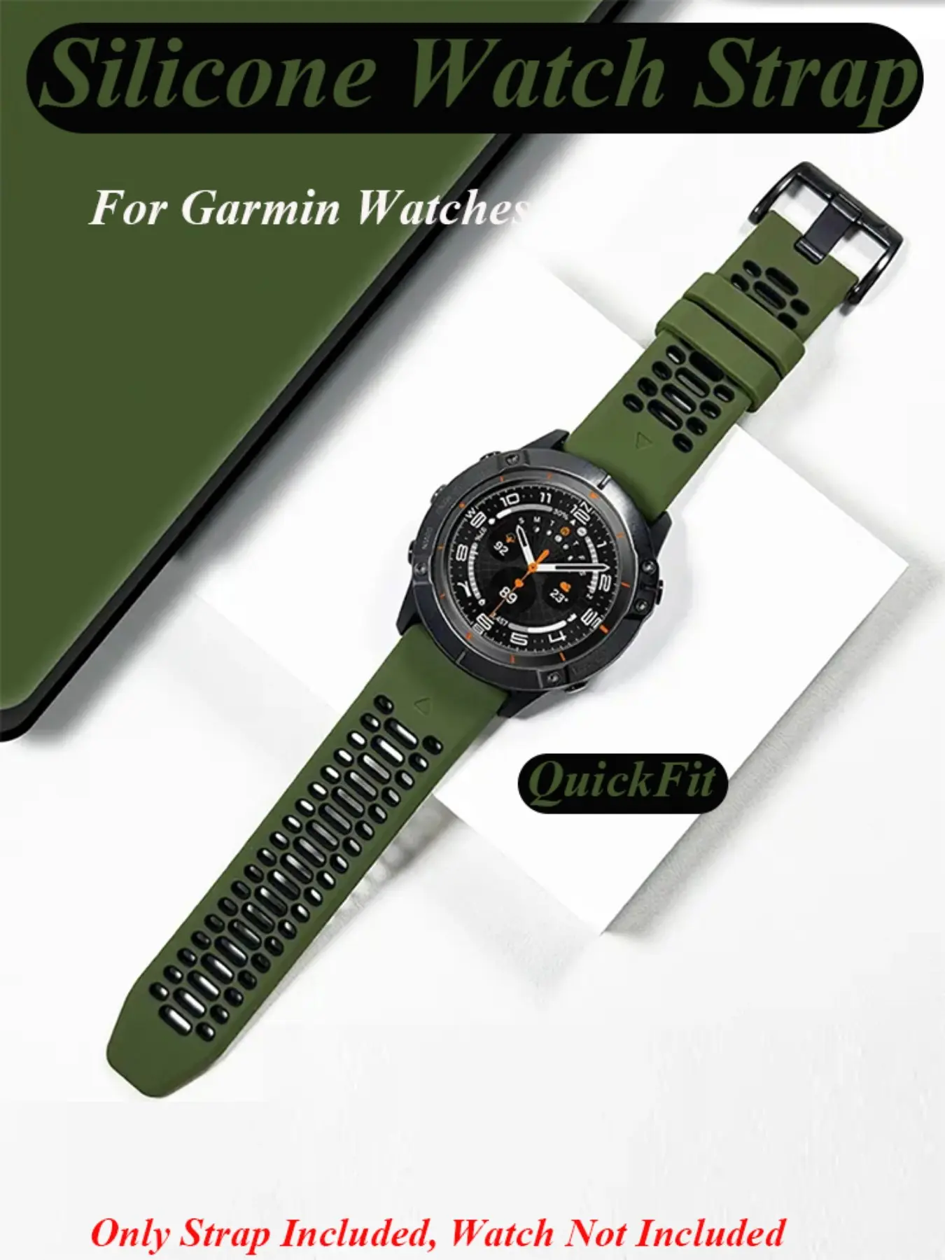 Ventilated Silicone Sports Watchband Quickfit 22mm 26mm For Garmin Tactix 8 7 7Pro Delta Bravo,Lightweight Wristband For Garmin Fenix E 8 7 7X Pro 6X 6 Pro 5 5X Plus,Adjustable Replacement Bracelet For Garmin Enduro 2/3 Descent MK1/2 MK2i/3i