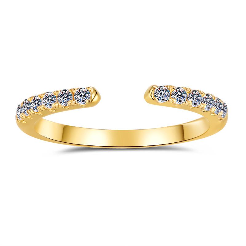 6A Cubic Zirconia S925 Sterling Silver Adjustable Open Stackable Ring-291(50%)