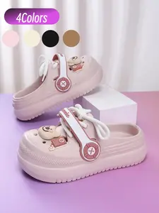 1 Pair 4 Colors EVA Casual Clogs Sizes 35-40 Breathable Comfort Upper Anti-slip Durable EVA Material Cute Decorations Versatile For Daily Leisure Lightweight & All-day Comfort