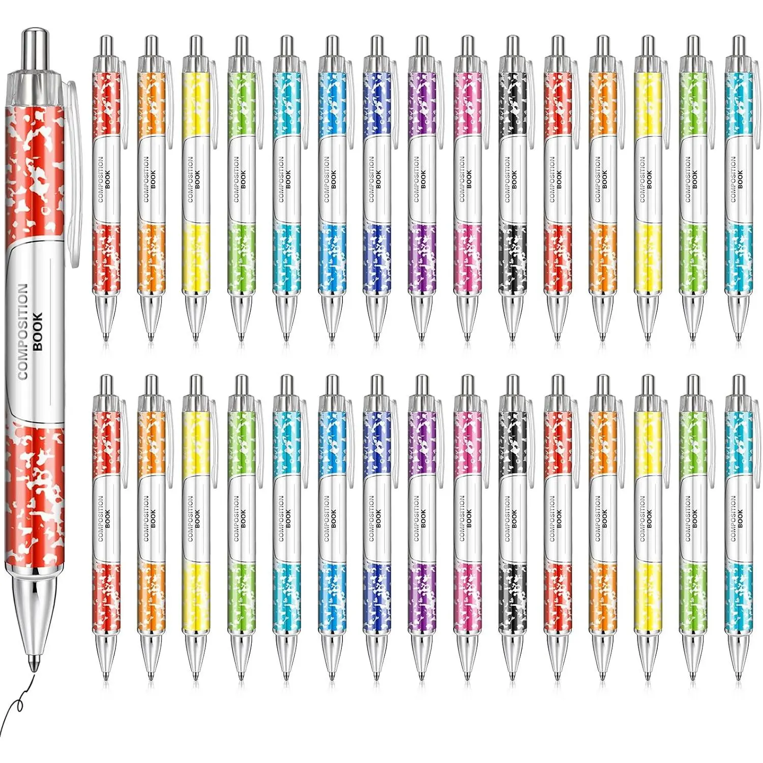30 count  to School Teacher Gifts Funny Crayon Composition Book Ballpoint Pens Teachers  of School Gifts for Coworker Writing Stationery Graduation  (Bright Teacher)