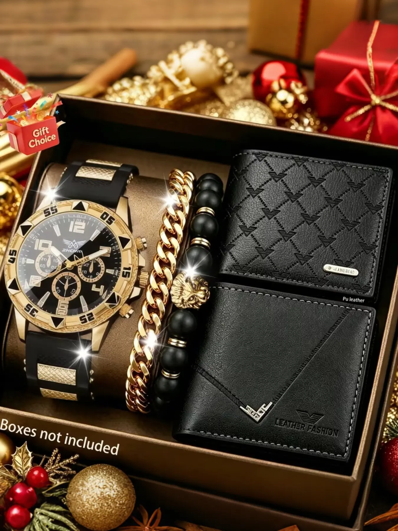 5pcs Men's Business Sports Set, All Seasons Quartz Watch with Stylish Bracelet and Wallets, Ideal Gift Choice for Daily Commute, Father's Day, Christmas, Birthdays
