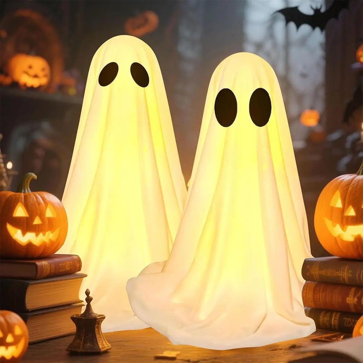 Halloween Party Atmosphere Decor, Glowing Spooky Ghost Light Ornament, Household Indoor Multi-scene Decor Accessories