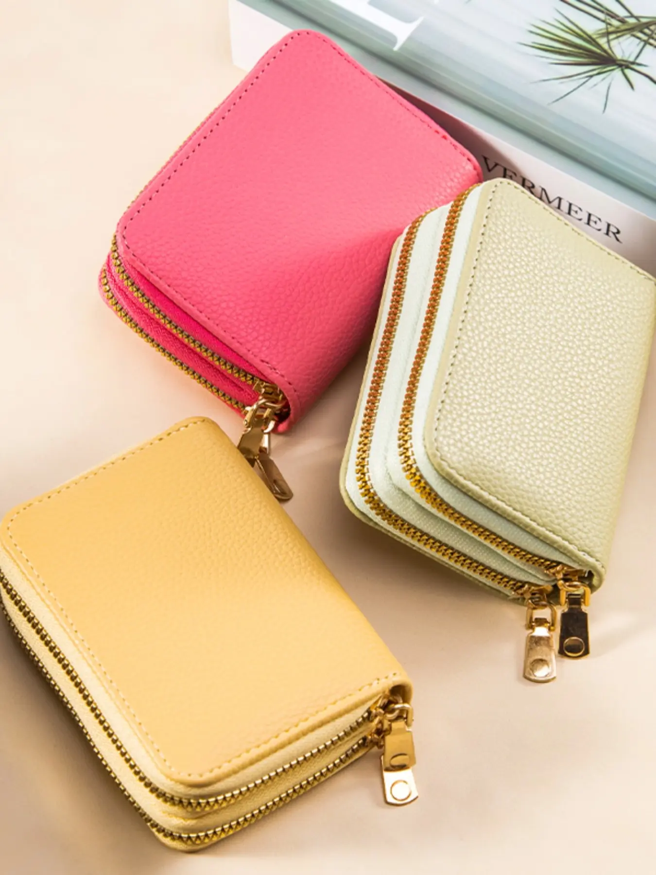 Business Card Holder Wallet, Solid Color Multi-Card Slot, Compact Large Capacity, Multifunctional Coin Purse Folder Bag