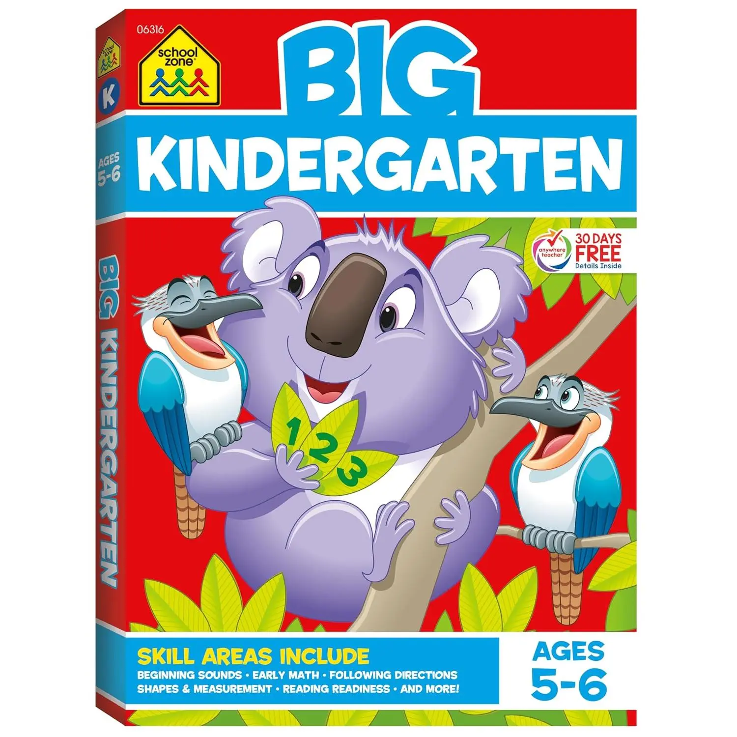 School Zone Big Kindergarten Workbook: 320 Pages, Early Reading and Writing, Numbers 0-20, Basic Math, Matching, Story Order, Ages 5 to 6