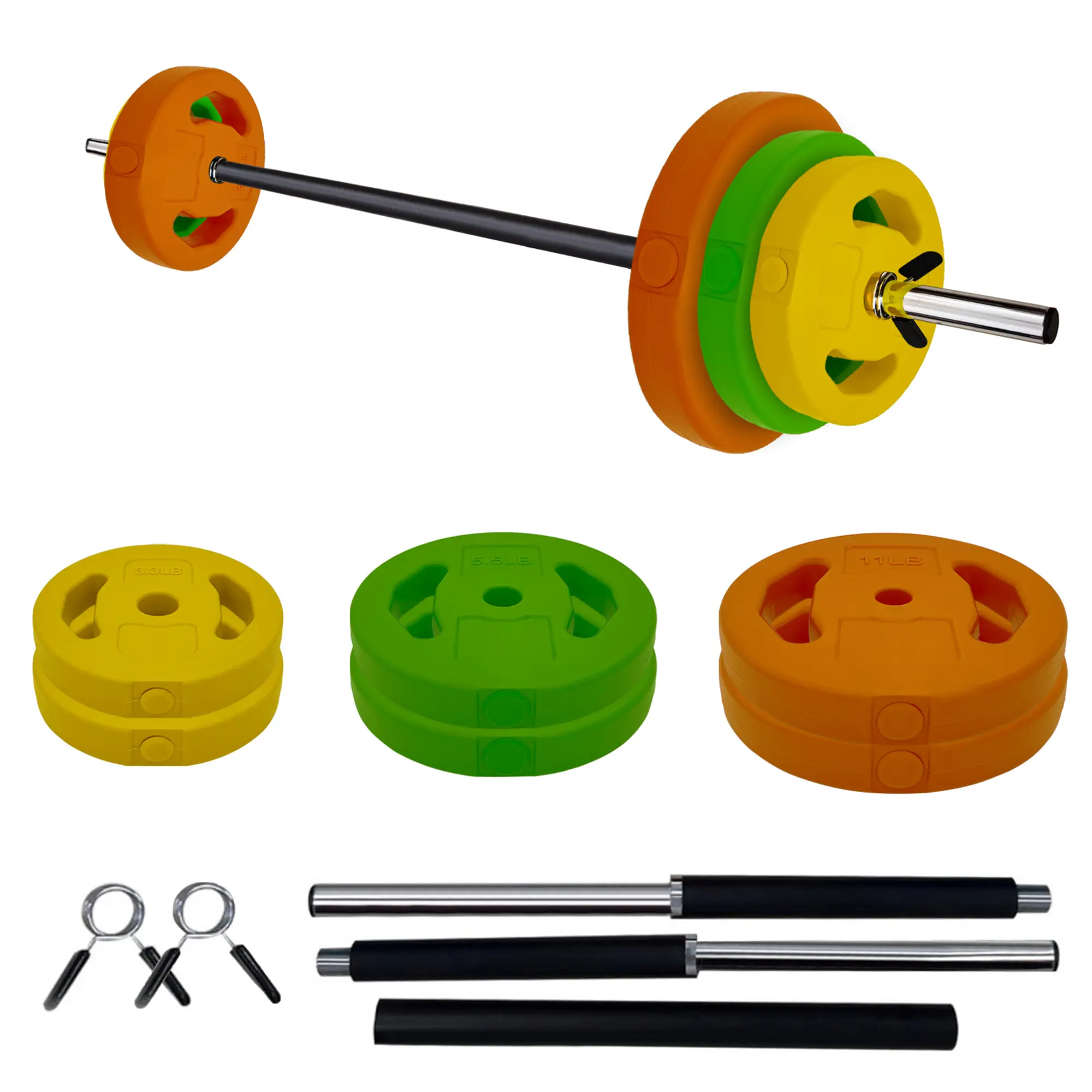 40 lb Adjustable Barbell Weight Set, 51-Inch Foam Grip Workout Bar with PU Coated Plates, Quick-Release Clamp Collars & Multi-Color Round Weights for Home Gym Strength Training, Squats, Presses, Curls, Cardio Pump Full Body Fitness for Men & Women