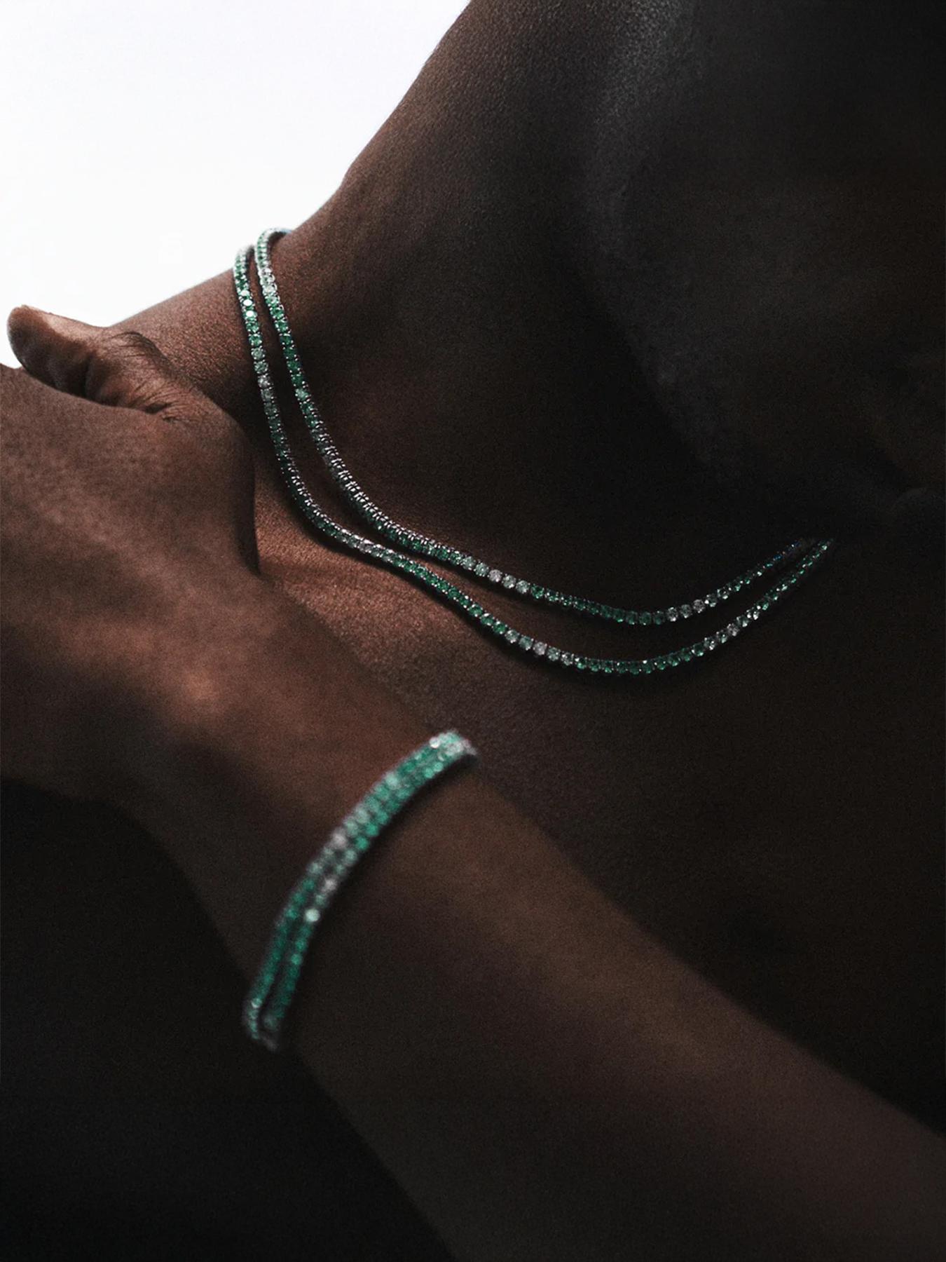 1pc ICED CHICS green zircon bracelet, hip-hop style, suitable for daily wear, gift, 4mm single-row tennis chain 1pc ICED CHICS green zircon bracelet, hip-hop style, suitable for daily wear, gift, 4mm single-row tennis chain