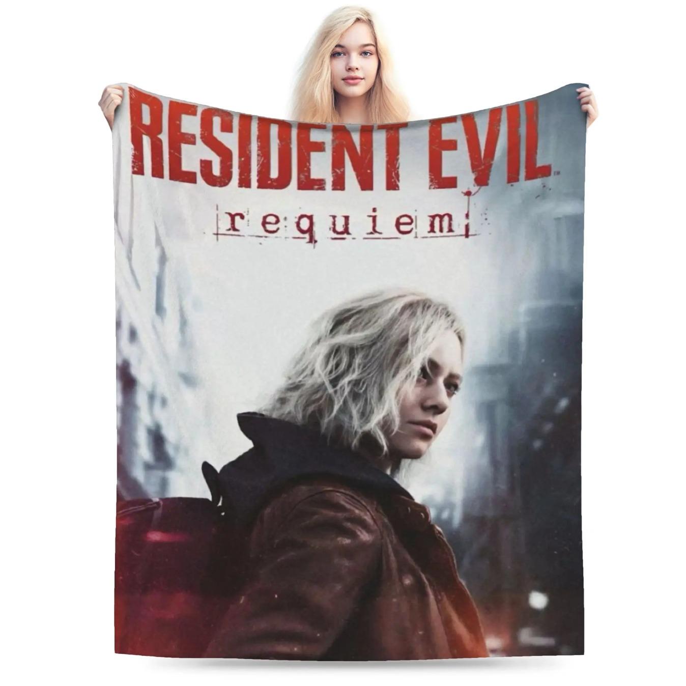 Resident Evil 9 Requiem Leon Inspired Game Throw Blanket Ultra Soft Cozy Plush Gaming Blanket for Sofa Bedroom Living Room Bedding Multiple Sizes Horror Game Fan Gift