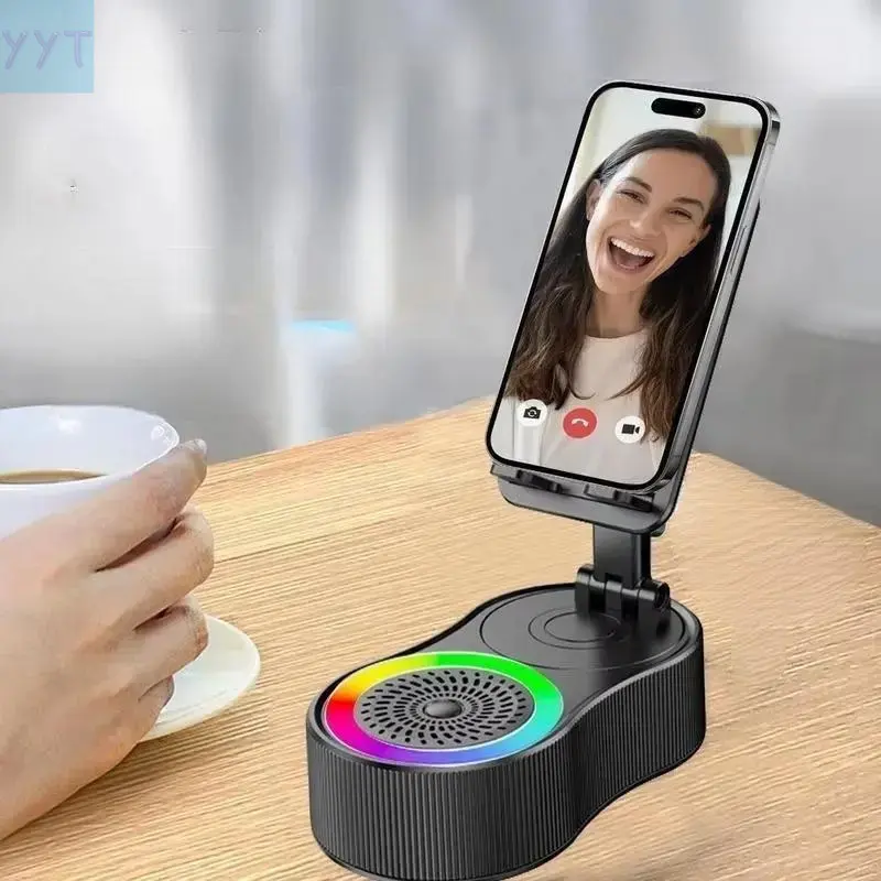 YYT1 Wireless Speaker Phone Holder, Portable Cellphone Stand, Tablet Stand with Emergency Charging, 360 °   Rotatable Folding Base Phone Holder Phone, Tablet, Mount, Mobile Phone Stand