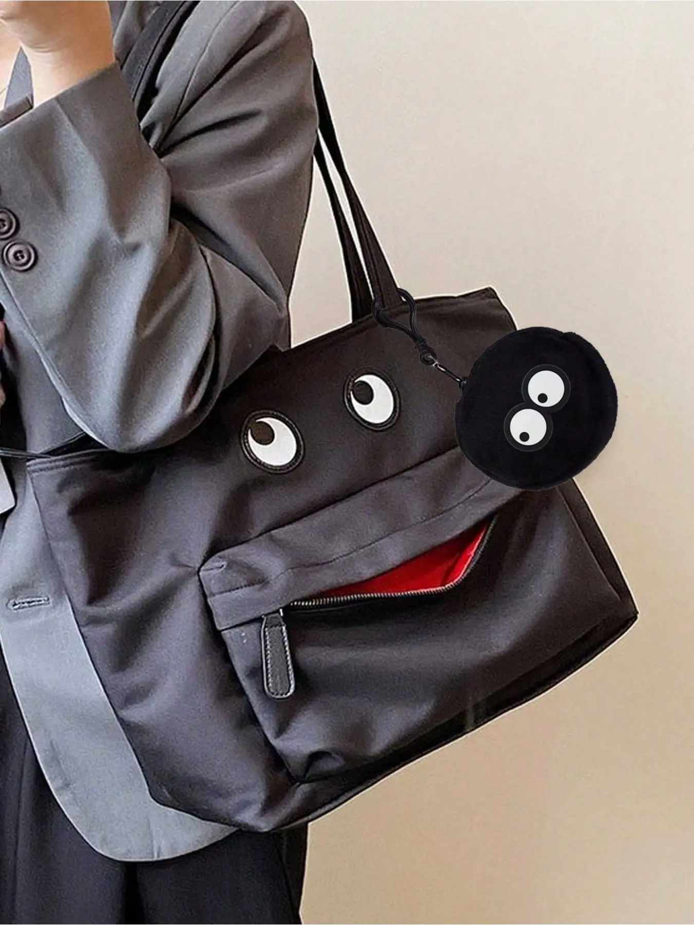 Funny Large Handbag, Eye Mask Design Shoulder Bag, Unique Women's Wallet Tote, Fashionable Multi-Pocket, Ideal for Shopping, Travel, School