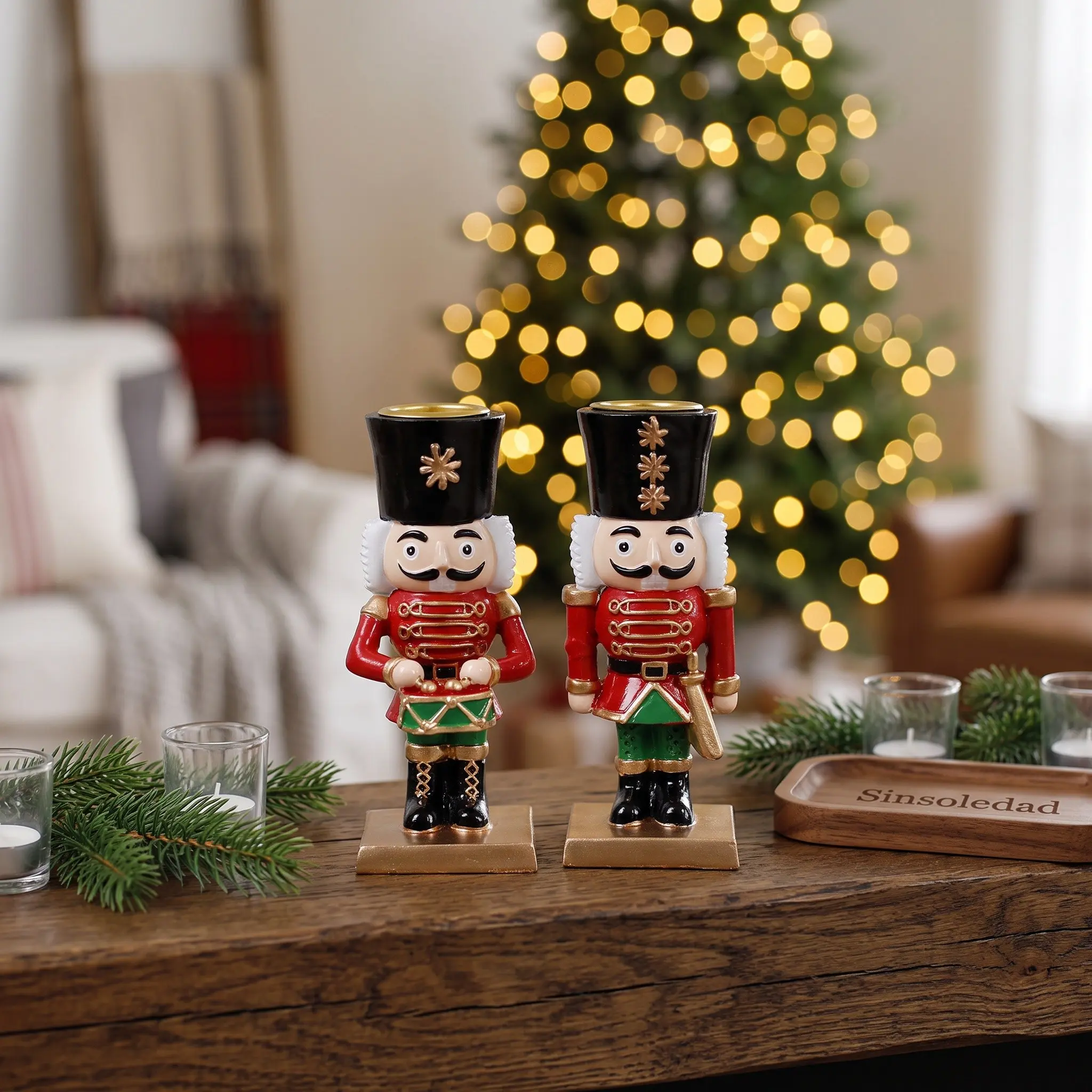 Christmas Nutcracker Candle Holder, Single Pack, Festive Holiday Decor, Perfect for Christmas Parties, Elegant Candle Stand