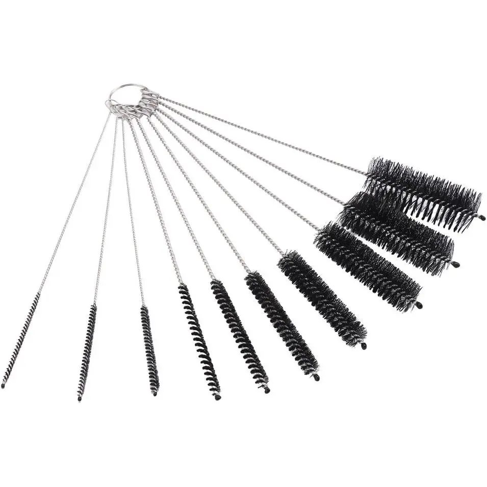10 Pieces Nylon Bottle Brush Pipe Brushes Tube Brushes Tube Bottle Straw Cleaner Bristle Kit Tool Black