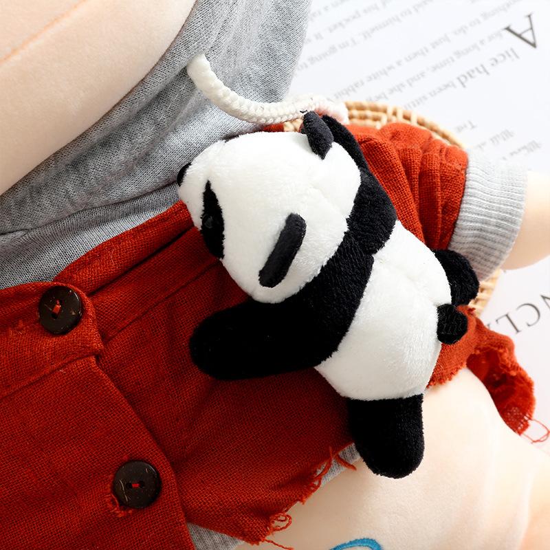 Cartoon Internet celebrity three-dimensional panda brooch, plush red panda doll ins lying down panda jewelry schoolbag pendant
