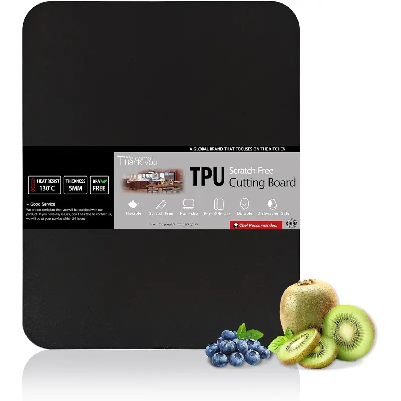 Thick TPU Cutting Boards for Kitchen, Rubber Flexible Cutting Board Mats, Nonslip Silicone Chopping Mats Foldable BPA Free Knife Friendly Non-Toxic Dishwasher Safe