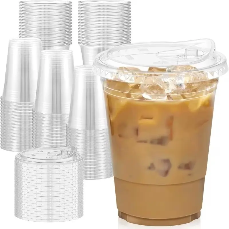 Sturdy Ice Coffee Cups Disposable, 50/100 Pieces, 12/16 Ounces, Leak-Proof Design, Ideal for Home, Restaurants, Beverage Stores, Coffee Bars