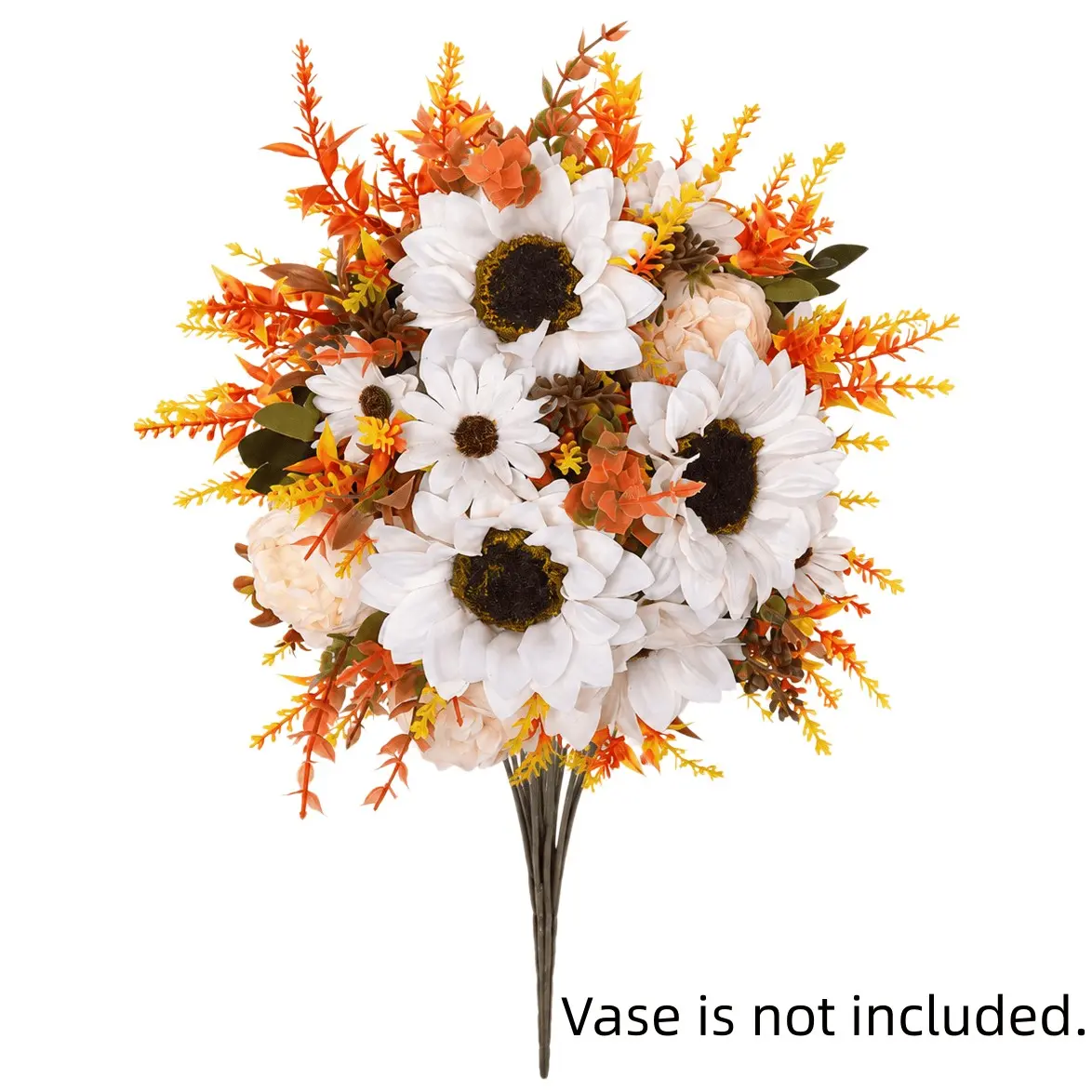 10pcs Fall Artificial Flower Bouquets, Sunflowers with Leaves, No Watering Needed, Home Decor for Living Room, Bedroom, Wedding Party