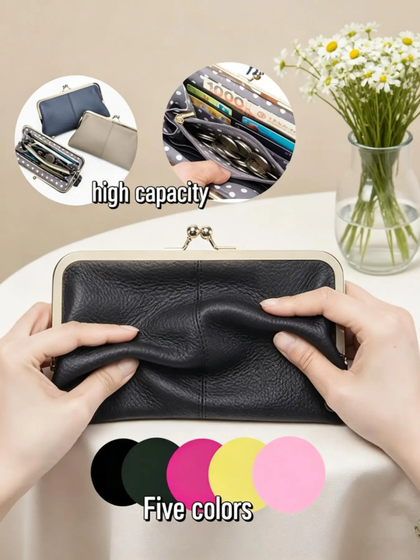 New High-End Genuine Leather Clutch Bag, Large Capacity Simple Fashion Long Handbag, Wallet Coin Purse, Elegant Storage Bag