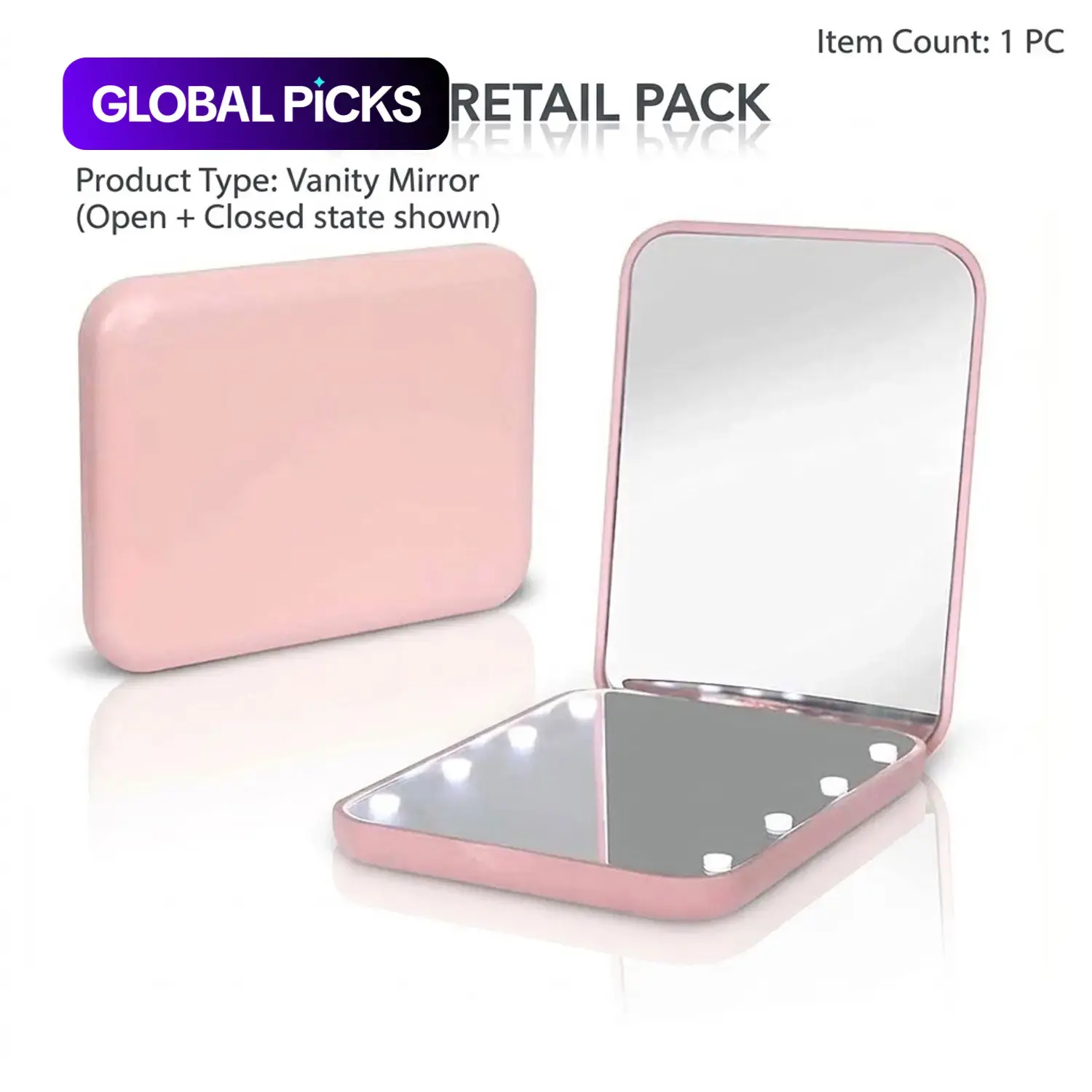 Portable LED Light Pocket Mirror, 1X/3X Magnification Compact Travel Cosmetic Mirror with Light for Purse, 2-Sided, Folding, Handheld, Illuminated Mirror, Led Makeup Mirror, Lighted Makeup Mirror