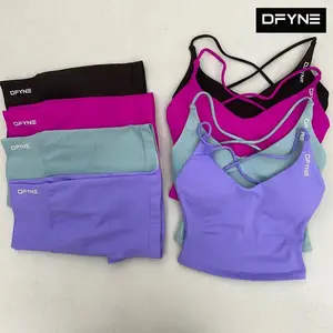 DFYNE 2 Piece Gym Set - Open Back Tank Top & Sculpting Yoga Shorts for Women | High Rise Booty Lifting Activewear